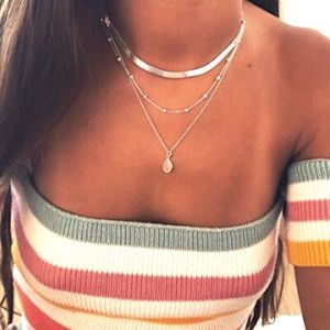 Crystal Pendant Multilayered Necklace